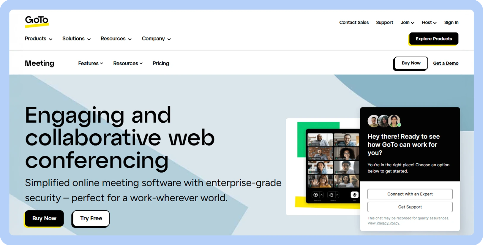 Screenshot of GoToMeeting website