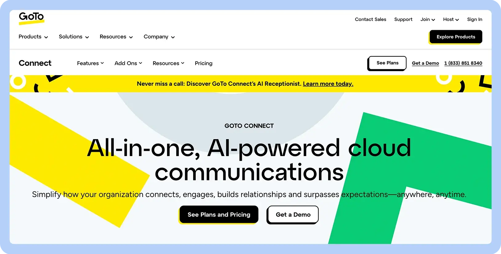 Screenshot of GoTo Connect website