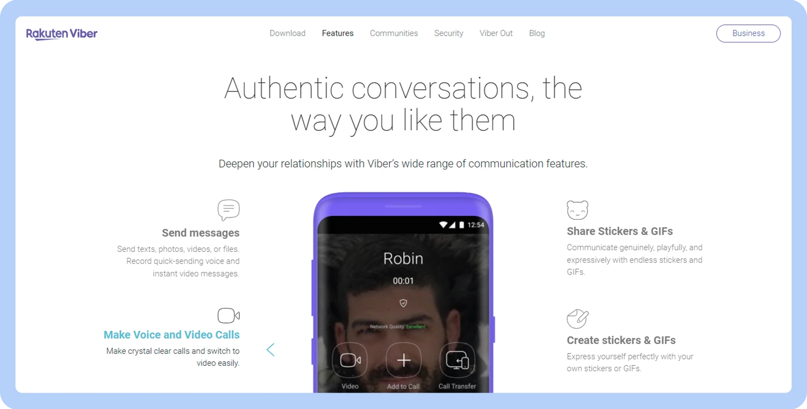 Screenshot of Viber website