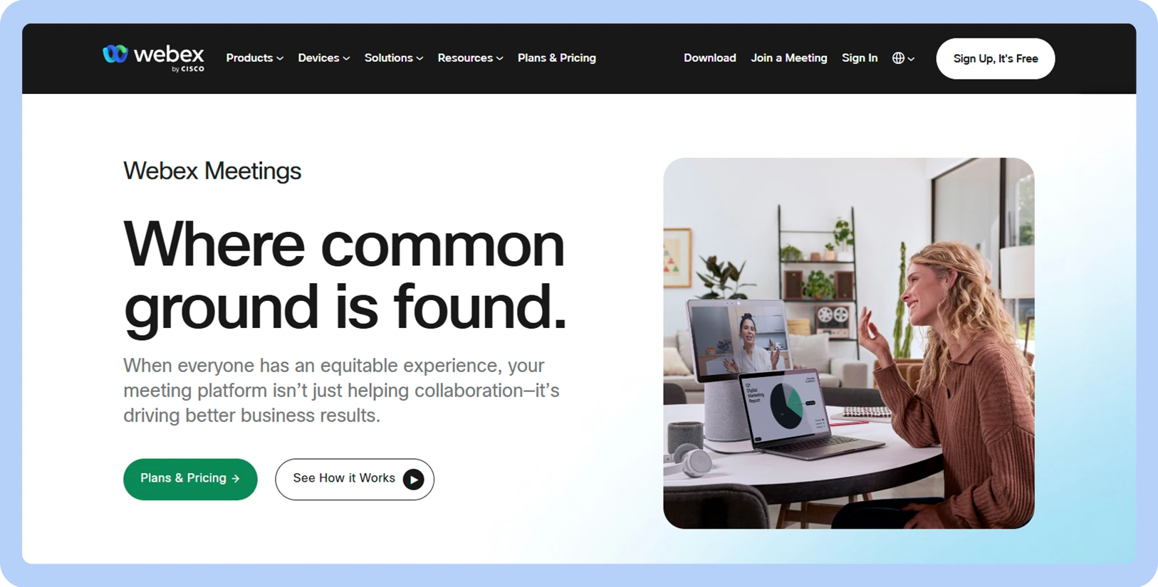 Screenshot of Webex website