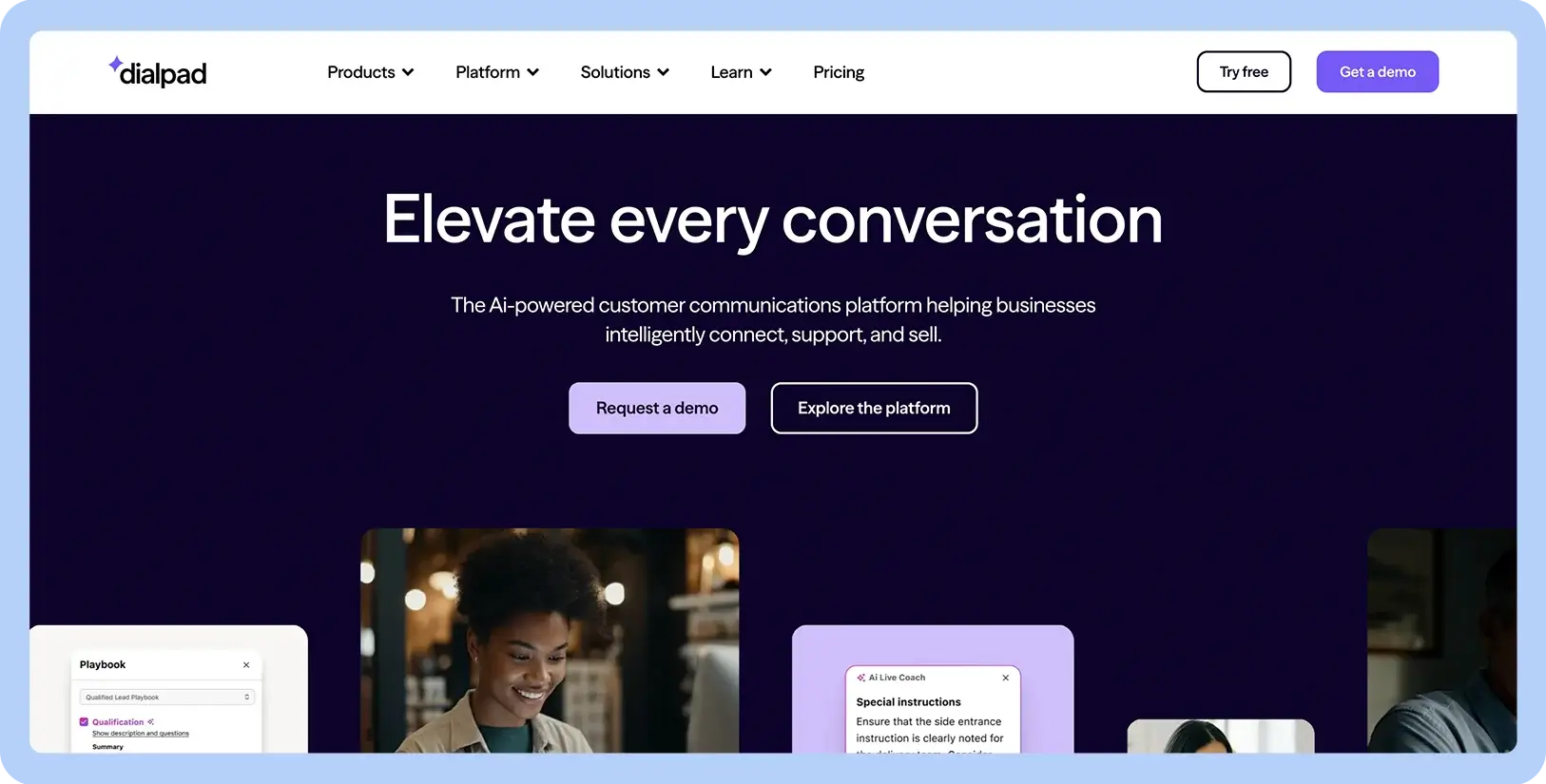 Screenshot of Dialpad’s website