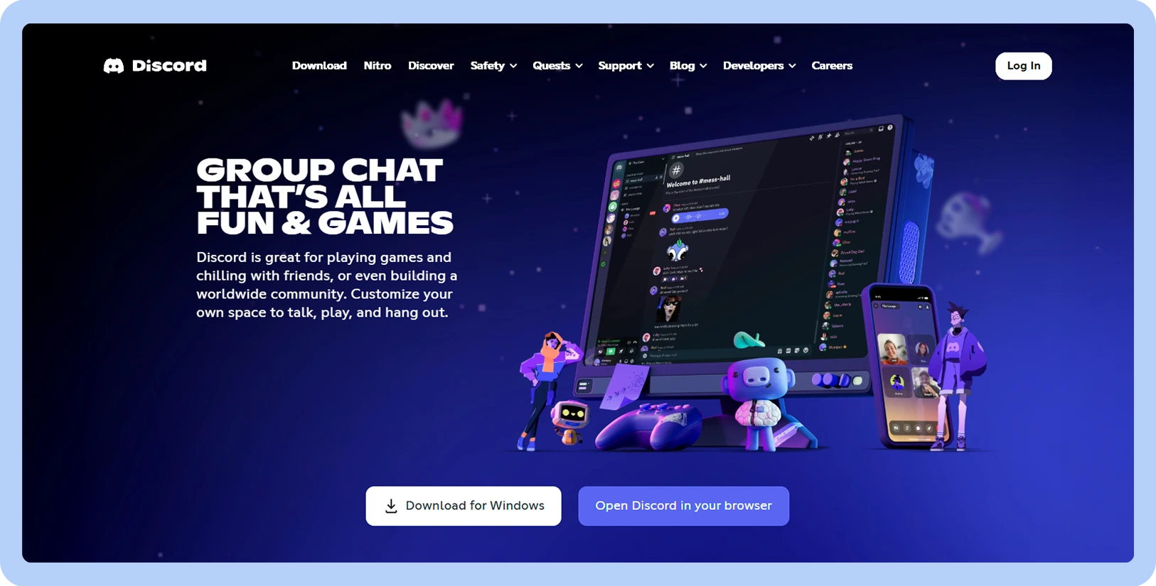Screenshot of Discord website